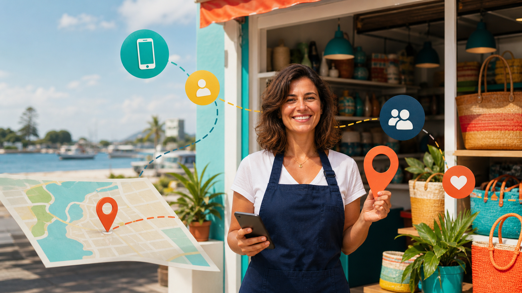 Google Maps e redes sociais conectando negócio local em Itapoá ao cliente
