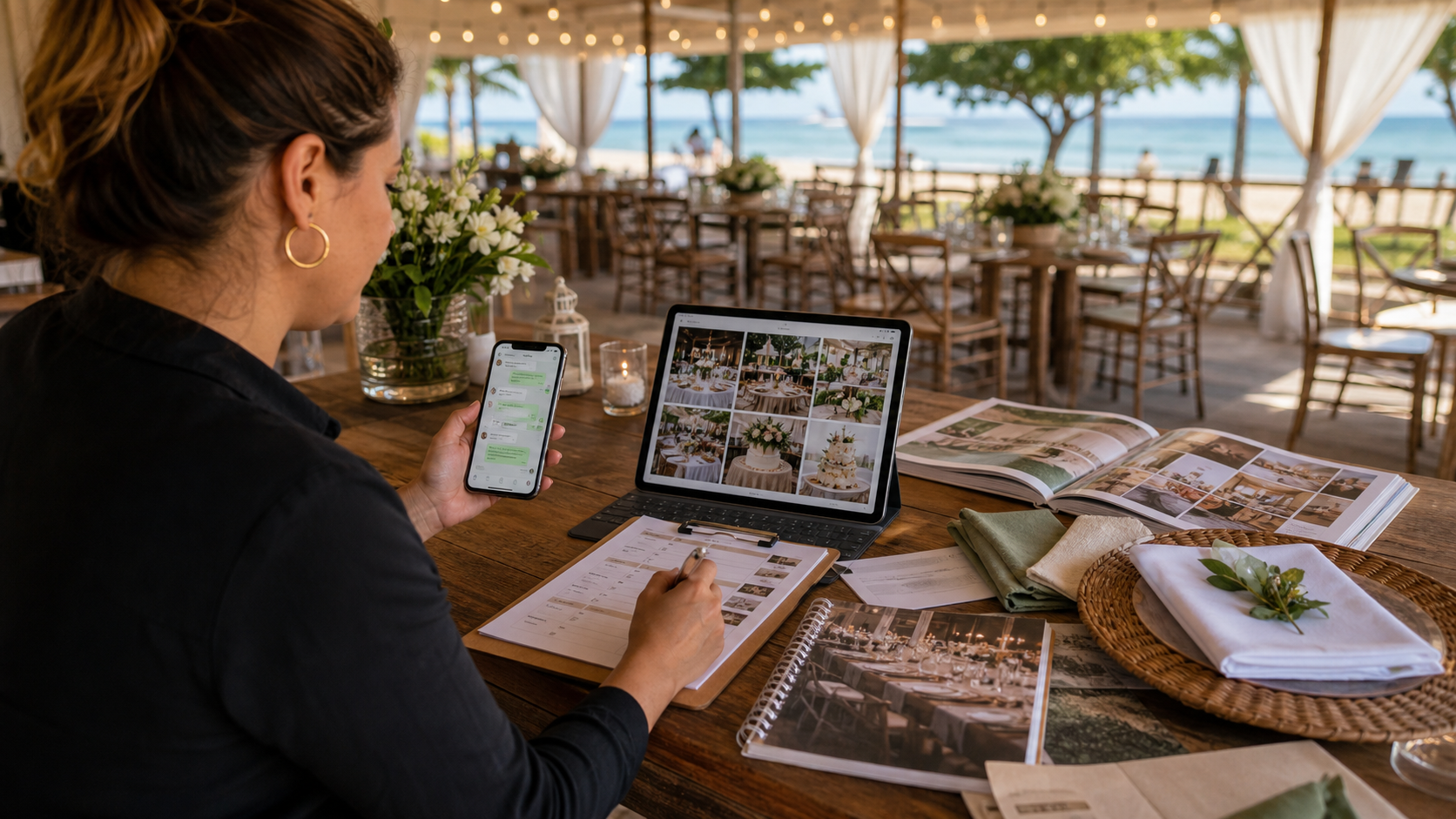 Organização digital de buffet e eventos em Itapoá com fotos e pacotes