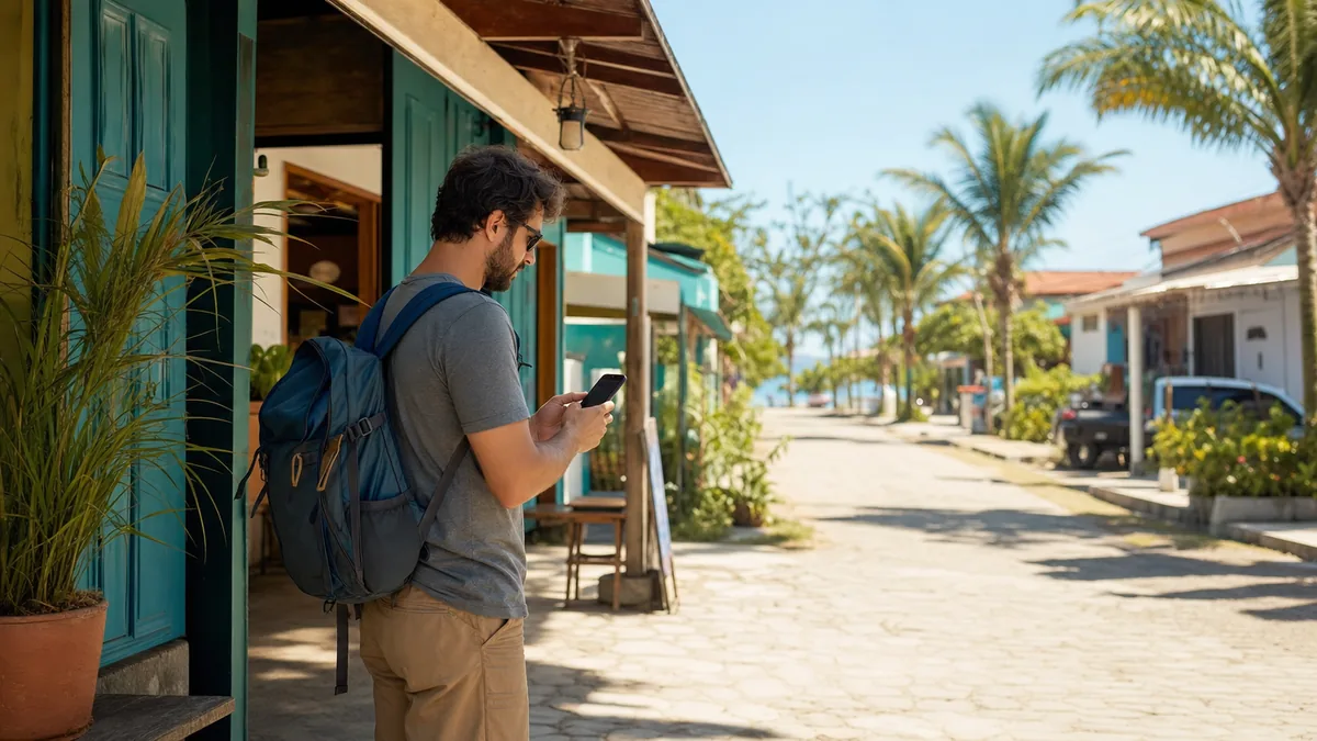 Comércio em Itapoá recebendo turistas no feriado com horário e localização digital