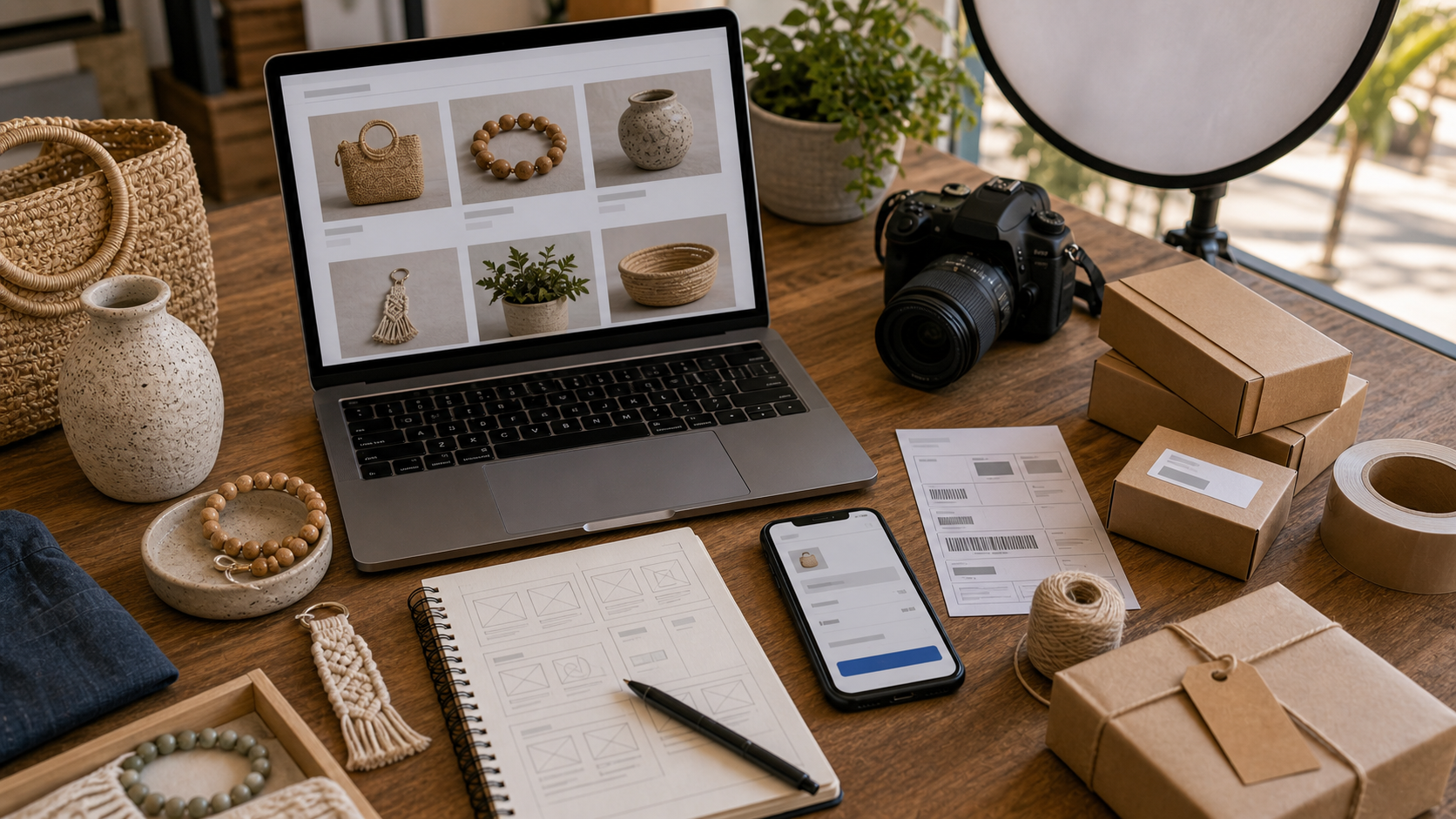 Produtos e checkout em criação de loja virtual em Itapoá