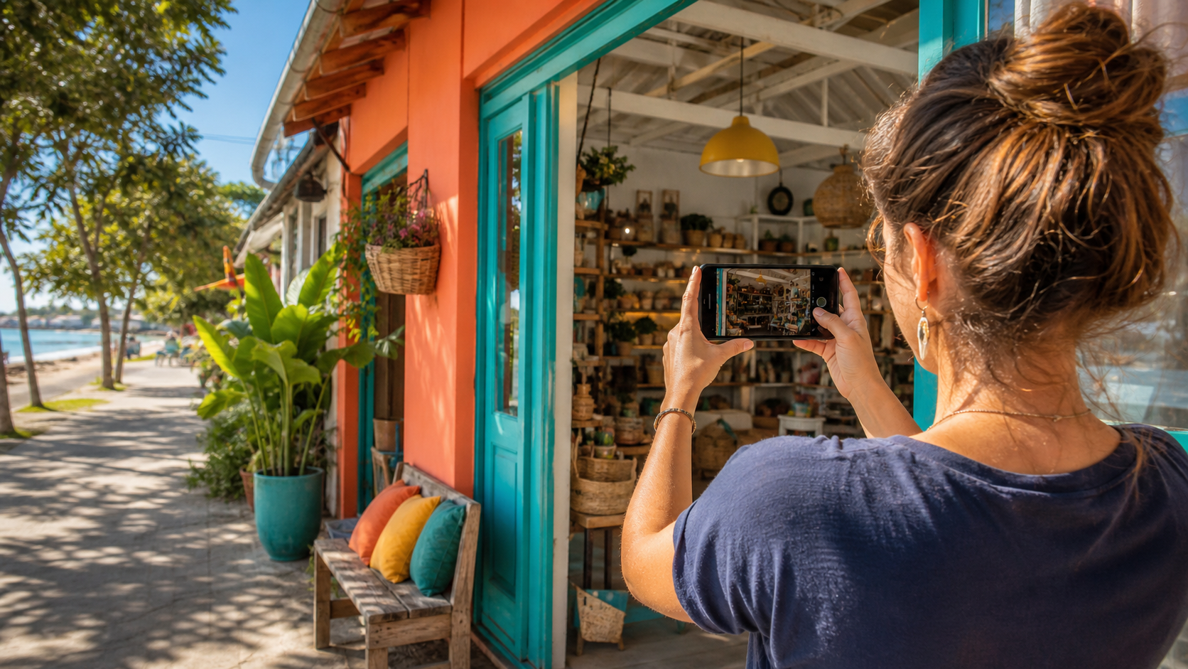 Fotos atualizadas de negócio local exibidas no mapa em Itapoá