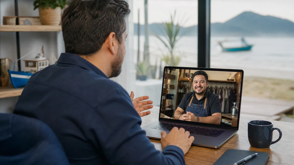 Cena editorial sobre gestão de tráfego online em uma empresa de Itapoá