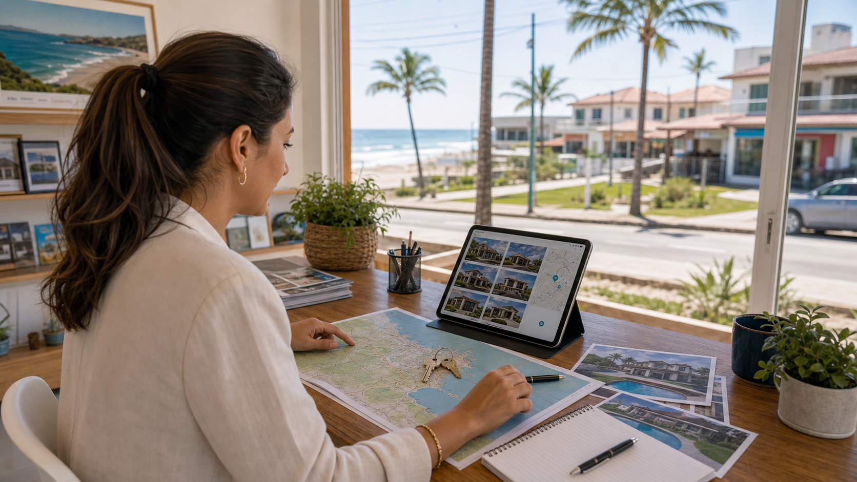 Imobiliárias em Itapoá com mapa local, chaves e imóveis à venda