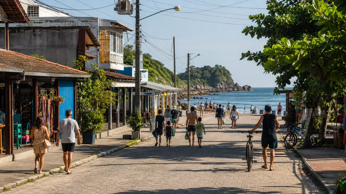 Movimento de moradores e turistas próximo à orla de Itapema do Norte