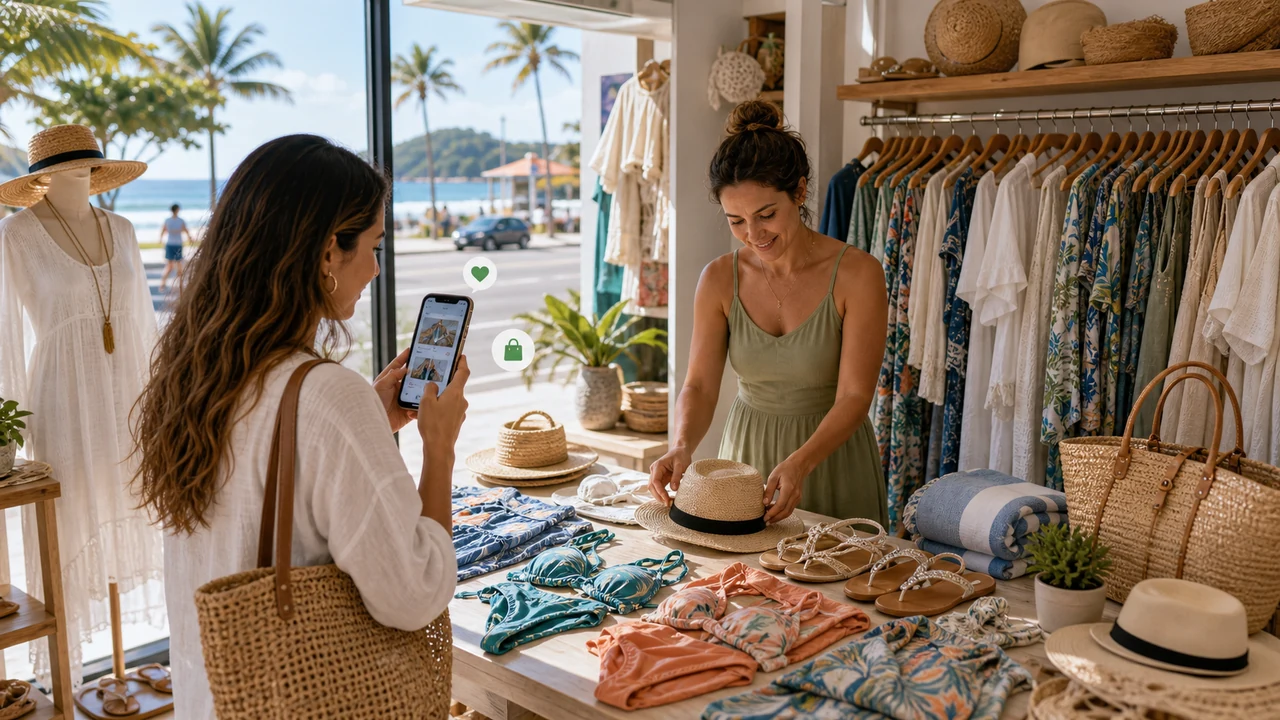 Loja de roupas em Itapoá aparecendo no Google com moda praia e novidades