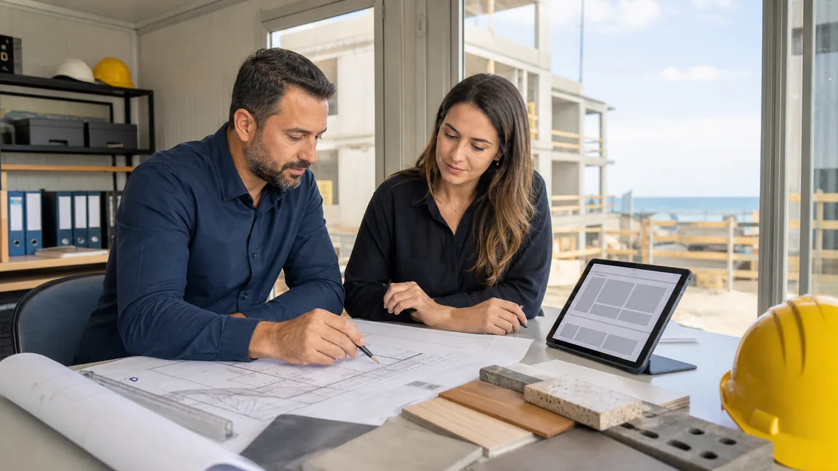 Marketing para construtora em Itapoá planejado com planta, página e atendimento