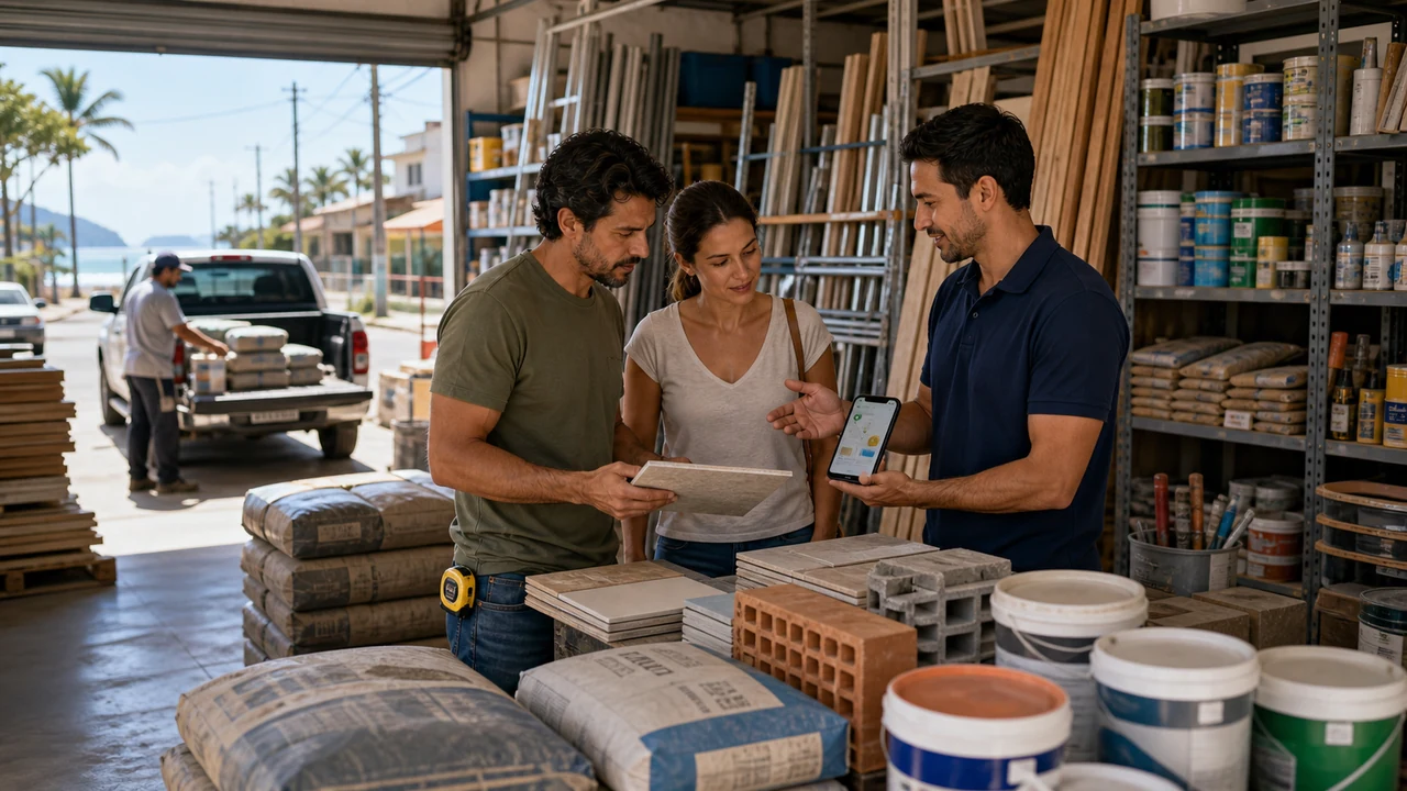 Loja de material de construção em Itapoá aparecendo no Google para cliente em obra