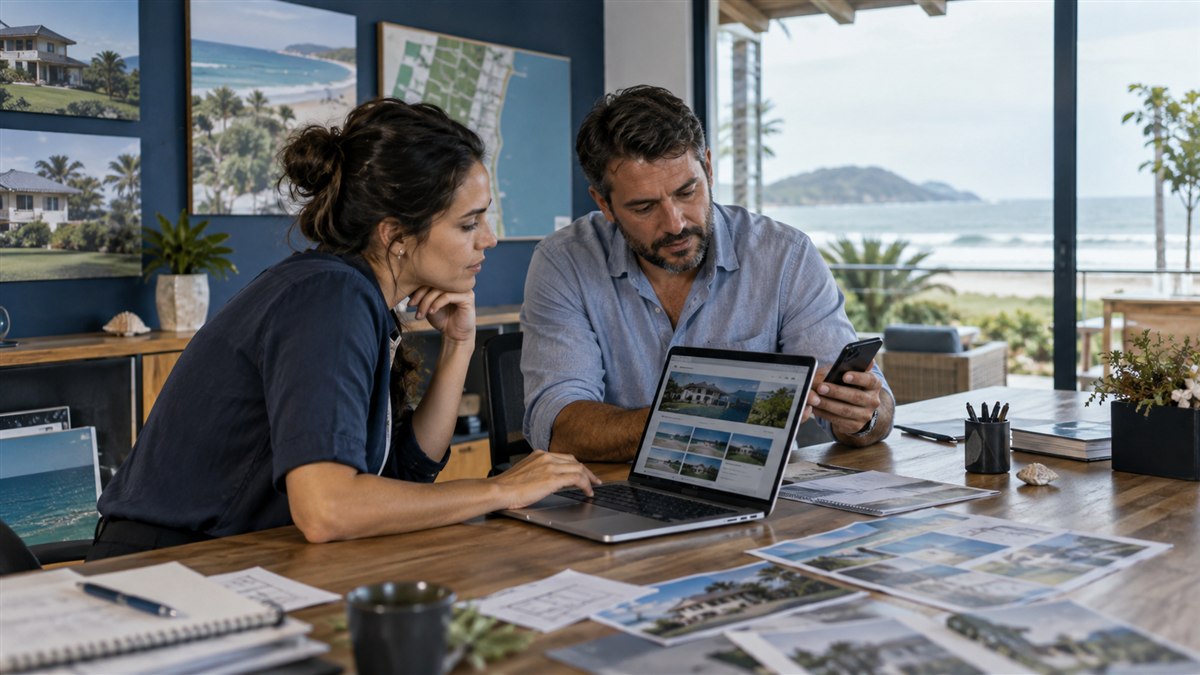 Cena editorial sobre como melhorar o site de uma imobiliária em itapoá para gerar mais contatos em Itapoá