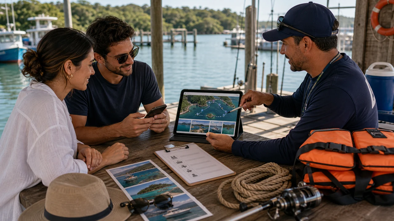 Turismo náutico em Itapoá com fotos de roteiro, pesca e contato para reserva