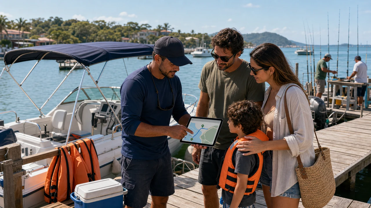 Passeio de barco em Itapoá divulgado no Google com roteiro e reserva pelo WhatsApp
