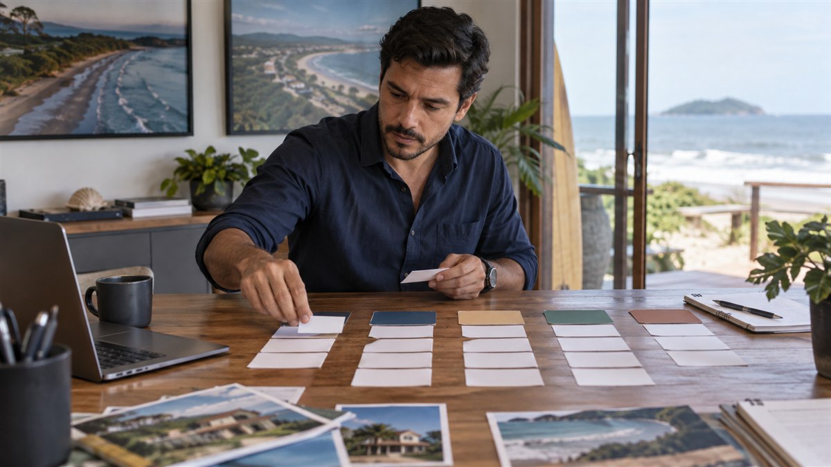 Cena editorial sobre como fazer pesquisa de palavras-chave para imobiliária em itapoá em Itapoá