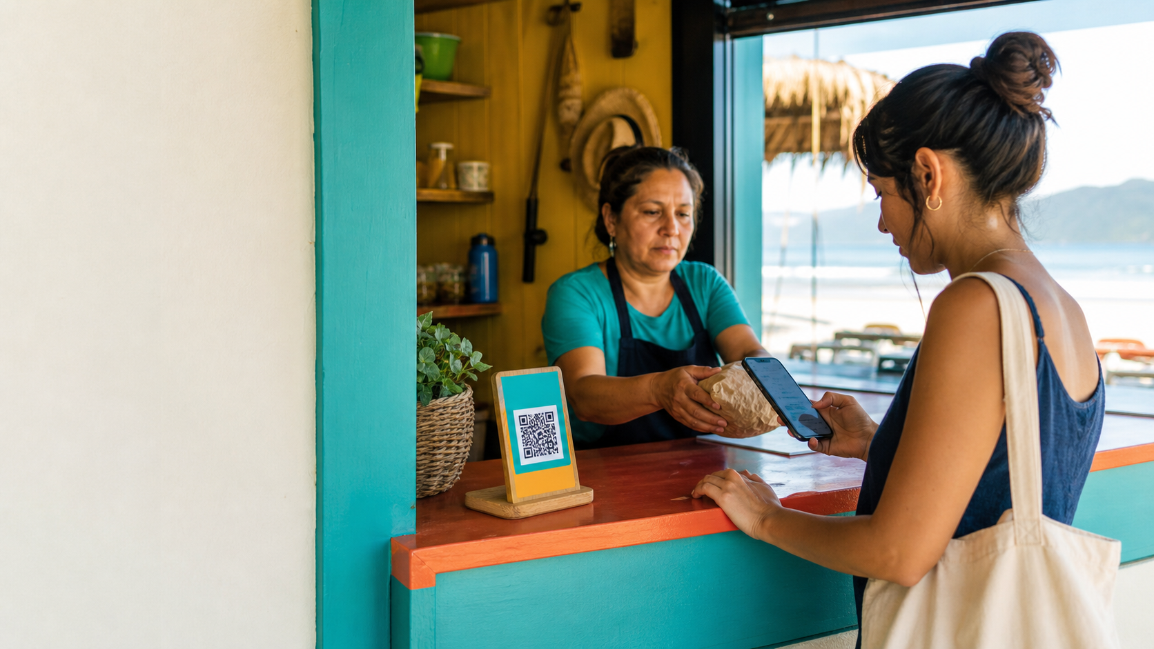 Pix com QR Code em Itapoá facilitando pagamento de compra ou serviço local