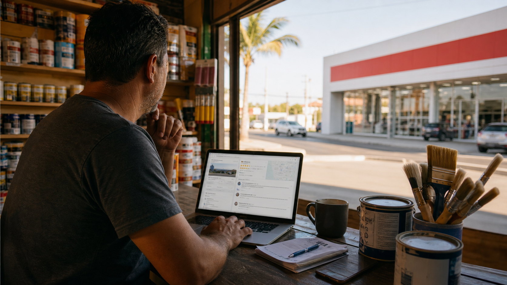 Pequeno negócio em Itapoá usando proximidade e Google para competir com rede grande