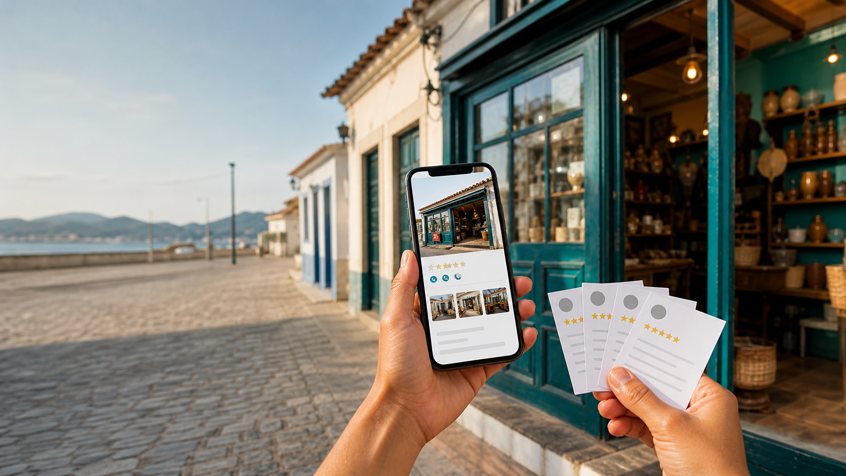 SEO local na Figueira do Pontal com negócio, fachada e prova de atendimento