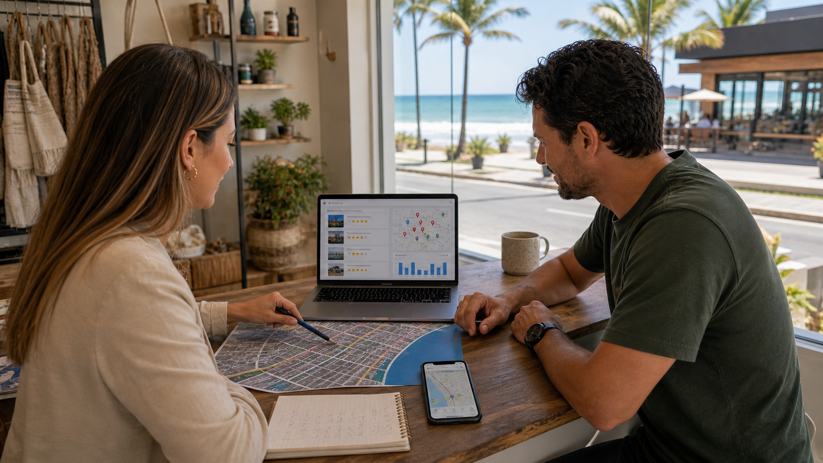 SEO local em Itapoá com mapa, avaliações e negócios próximos