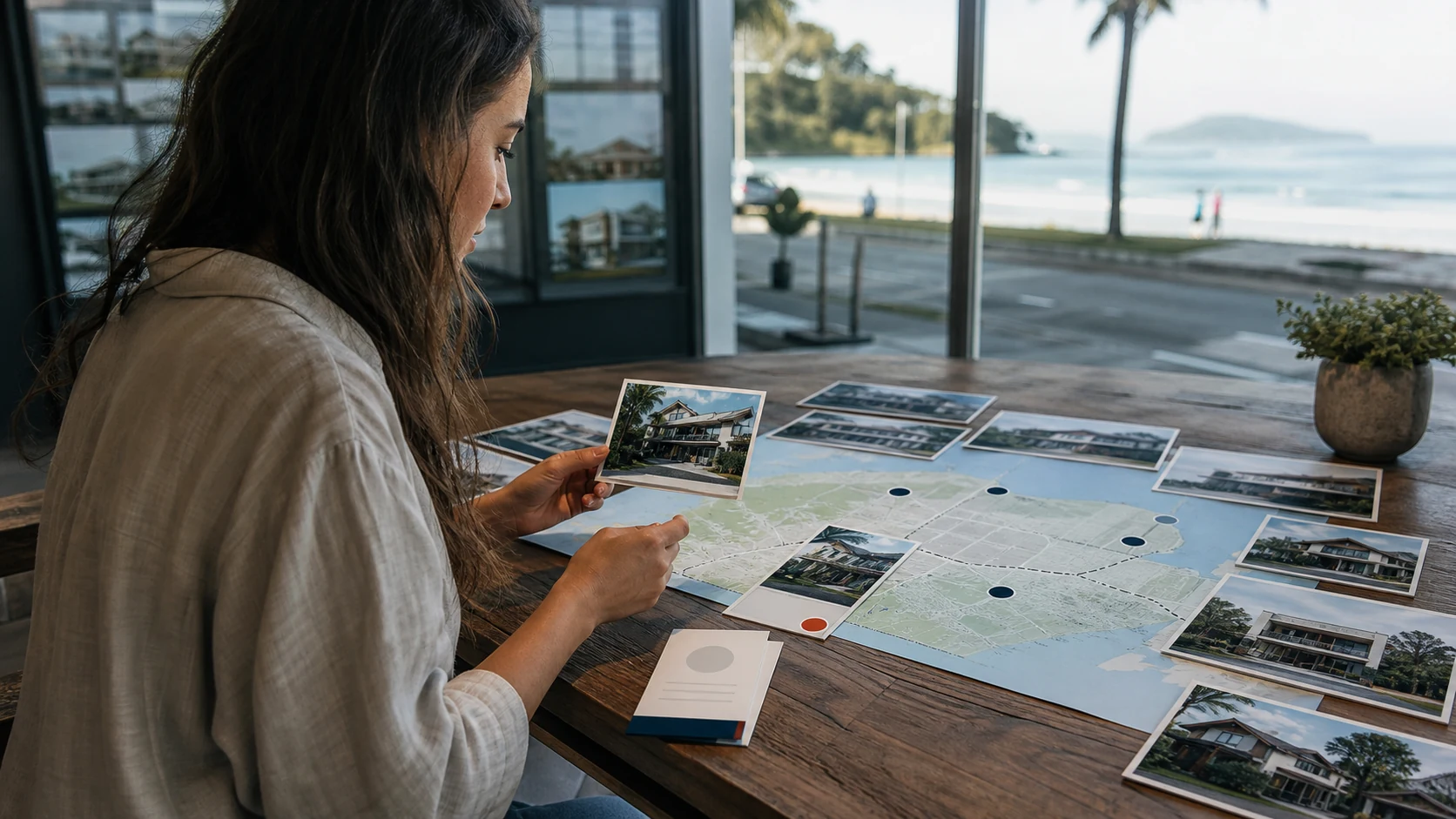 Site e anúncio para imobiliária em Itapoá representado em decisão digital de negócio local