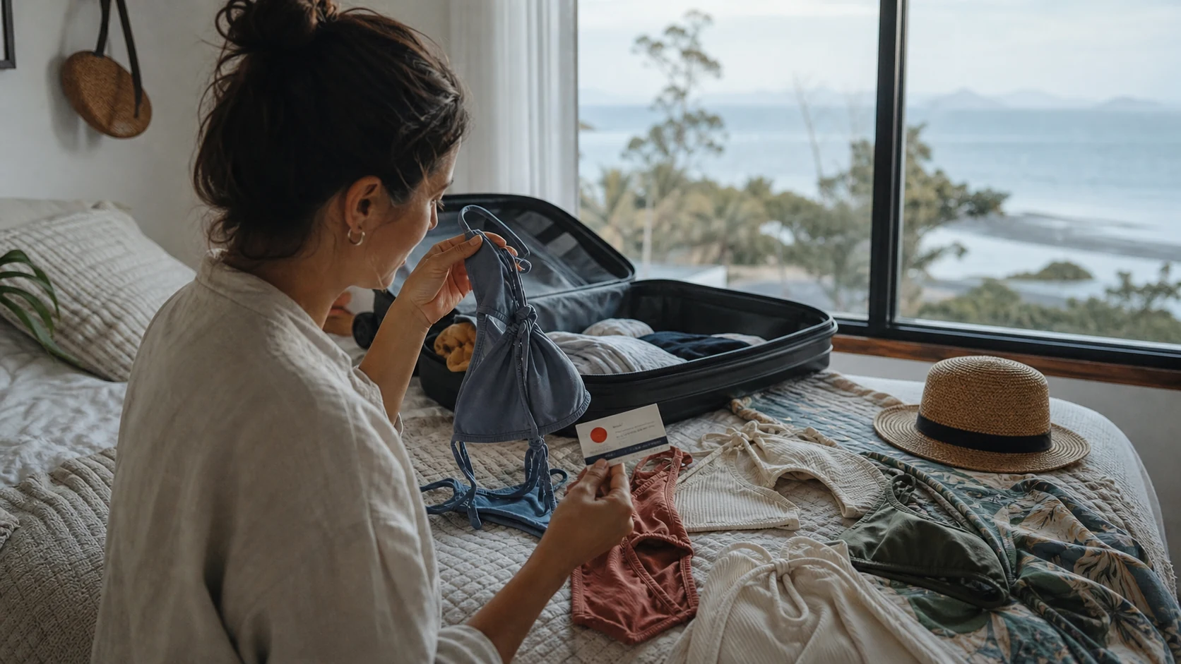 Site e anúncio para moda praia em Itapoá representado em decisão digital de negócio local