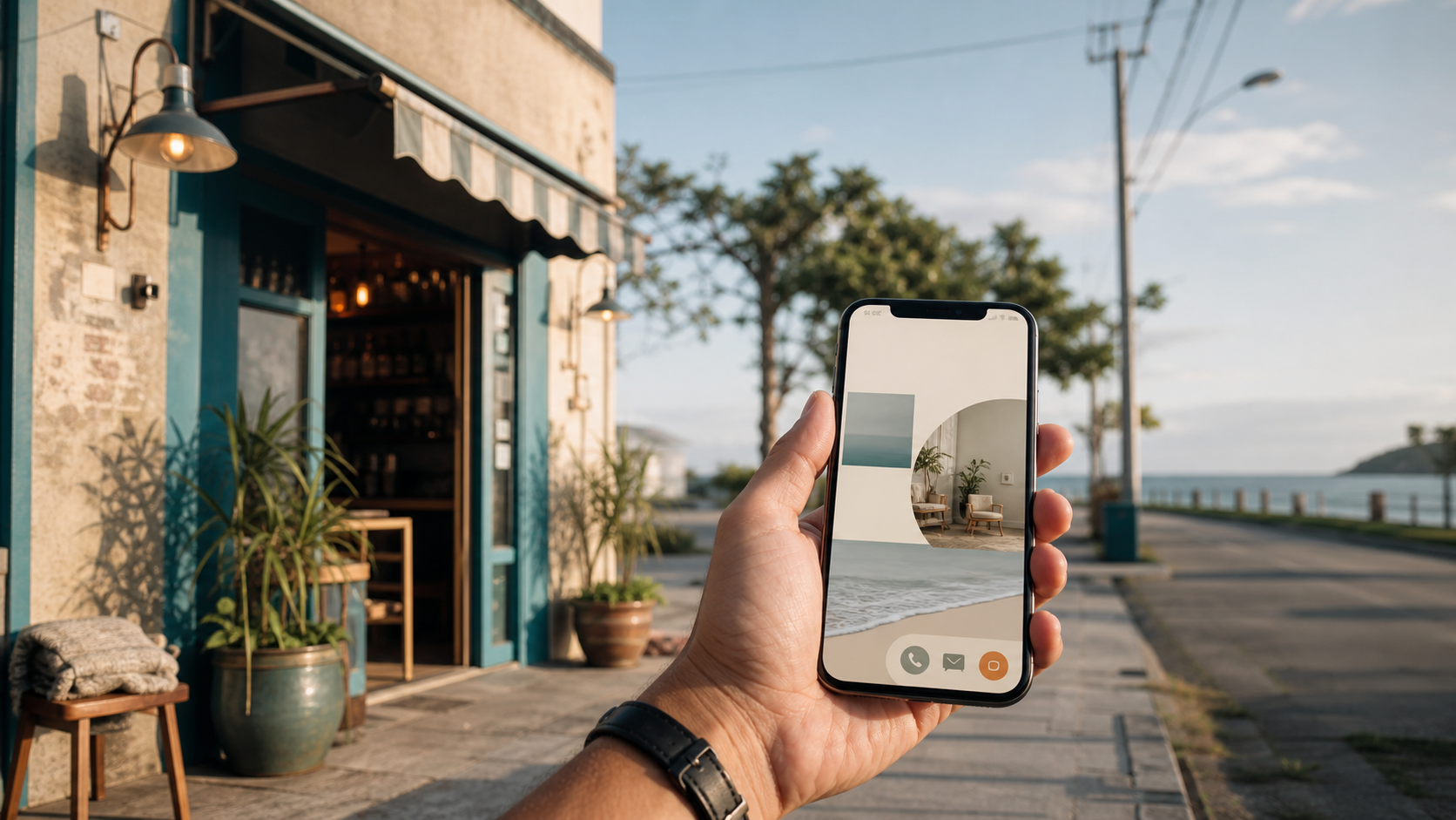 Site no celular em Itapoá sendo consultado por cliente em busca local