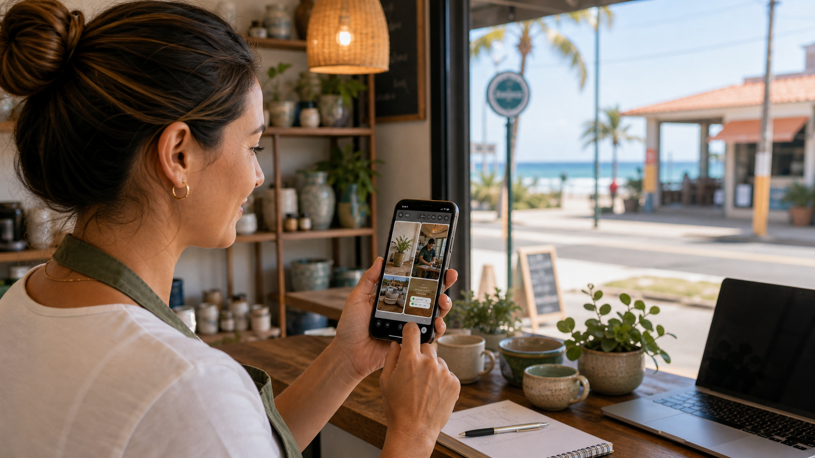 Negócio de Itapoá planejando stories simples para gerar conversa no Instagram