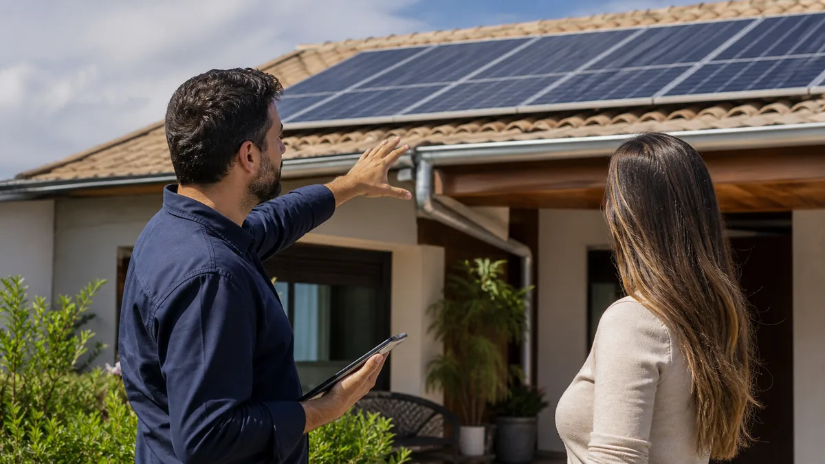 Cena editorial relacionada a tráfego pago para energia solar em Itapoá