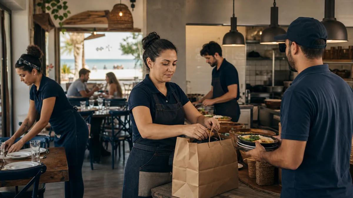 Cena editorial sobre tráfego pago para restaurantes em uma empresa de Itapoá